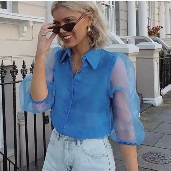 Zara Tops Zara Organza Blouse With Full Sleeves Poshmark